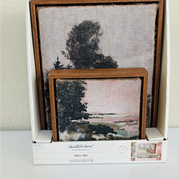 Hearth & Hand with Magnolia Landscape Burlap Wall Art Set, 2 Pieces NWT - Picture 4 of 14